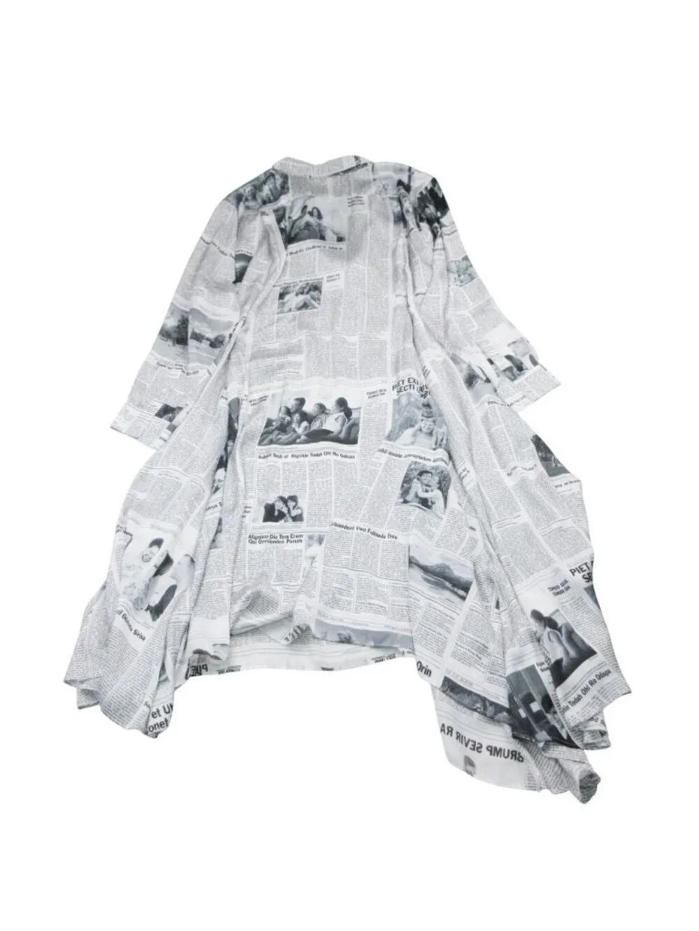 Balenciaga Long Shirt Dress Sleeve Bowtie Ribbon New Space Pattern 34